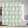 Vintage Fall Leaves Shower Curtain Waterproof Home Decor Bathroom Decoration In Green White Color with Leaf Pattern (200cmX180cm