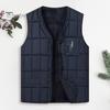 Men Waistcoat V-Neck Sleeveless Single Breasted Quilted Vest Coat with Zipper Pockets Solid Color Plush Lining Thickened Thermal Vest Jacket