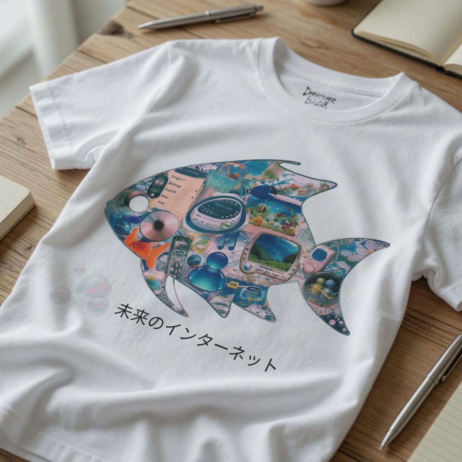 Redfish Frutiger Aero T Shirt, Future Graphic Tee, Y2K Internet Aesthetic Shirt, Eco Technology Art Tee, Futuristic World Design 2 M