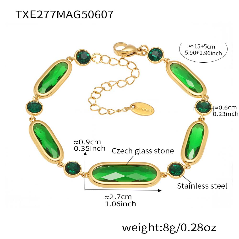 316L Stainless Steel Bracelet For Women 18k Gold Plated With Shiny Colorful Faceted Czech Crystal Glass Luxury Women's Bracelets