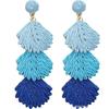 Raffia Dangle Earrings for Women - Boho Statement Rattan Drop Jewelry Shell Design, Lightweight Summer Beach Trendy Accessories