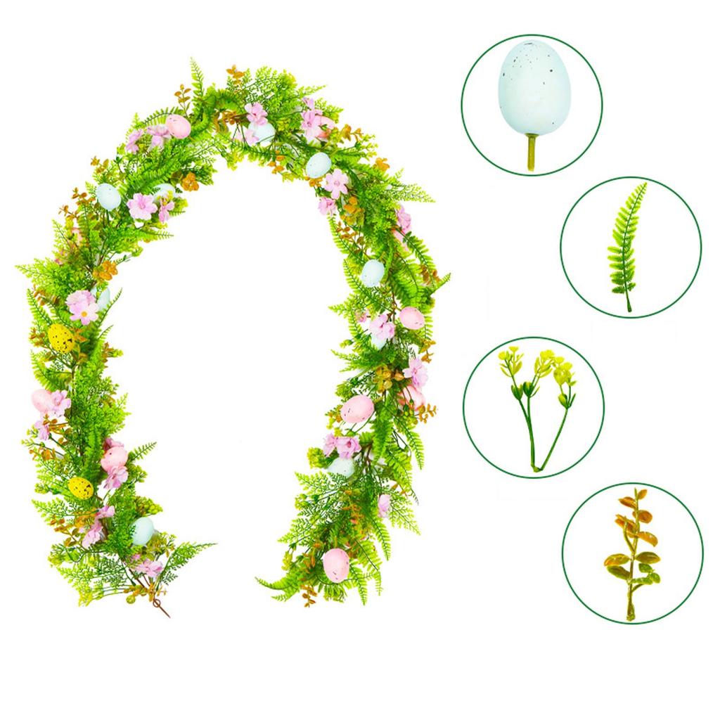 1 stk 6,2 fot Påskeggirland for kappe Vårranke Blomst Påskeggirland Flerfarget Kunstig Hengende Veggdekor for Påsketredekorasjon