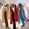 Wool Striped Plush Scarf Women's Niche Design Sense Spice Girl Versatile Decoration Korean Version Thin and Narrow Long Scarf
