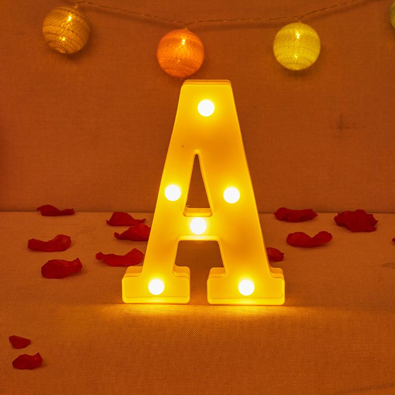 Alphabet Letter LED Lights Luminous Number Lamp Decor Battery Night Light for Home Wedding Birthday Christmas Party Decoration KTY