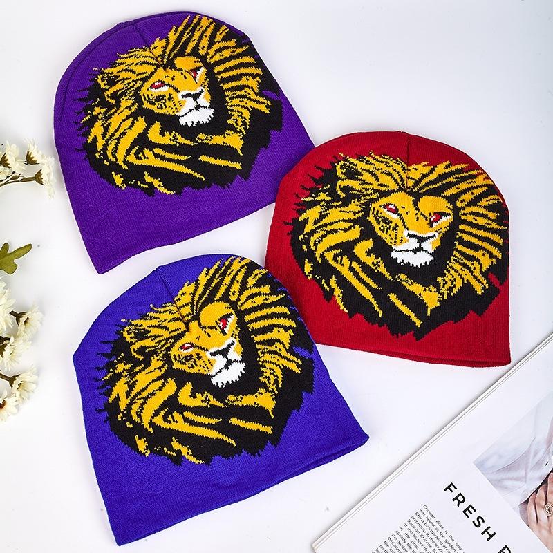 Personality Funny Ear Protector Brimless Wool Hat Lion Hat Men's Cold Hat Women's Autumn and Winter Trend Cycling New