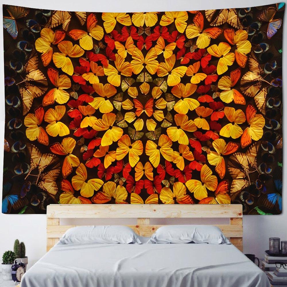 Flower Butterfly Printing Tapestry Dreamy Landscape Wall Hanging Cloth Mandala Hippie Home Decoration Bed Sheet Tablecloth