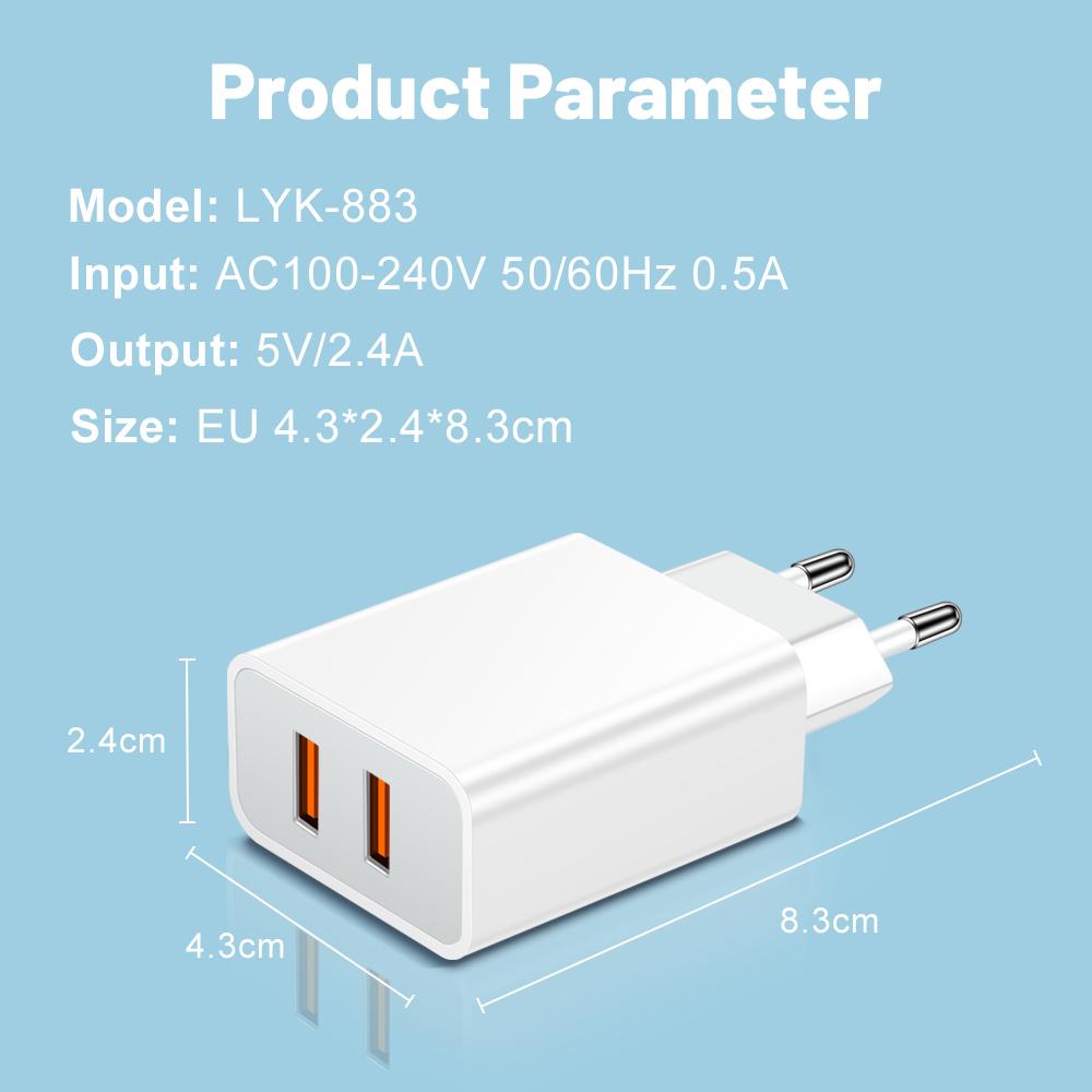 2 Ports Dual USB Charger Fast Charging Mobile Phone Charger Adapter QC3.0 For Samsung Xiaomi Huawei EU/US/UK Plug Wall Adapter