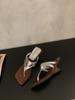 French Niche Design Slope Heel Flip-flops Shoes Women's Outer Wear 2025 Summer New Silver High-heeled Sandals