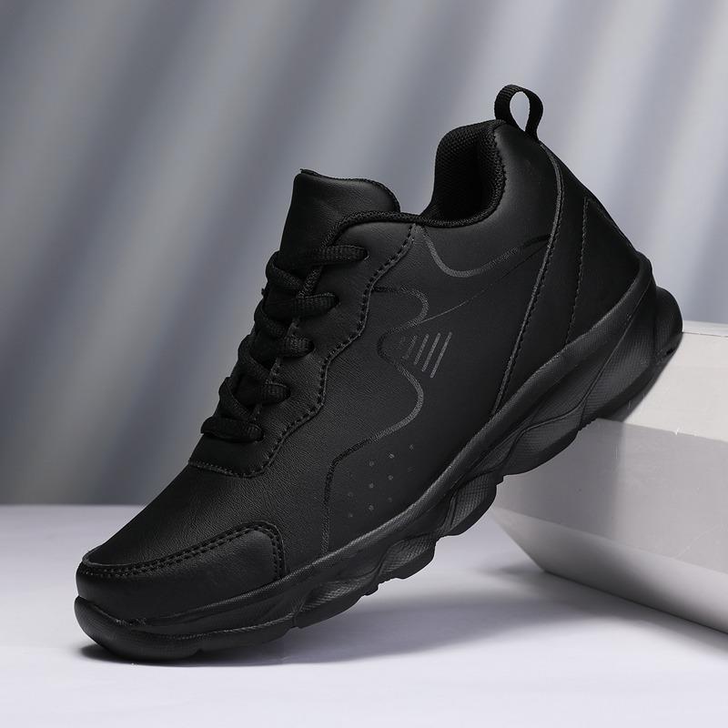 Autumn Winter Sneakers Women Soft Sole Non Slip Black Leather Sneakers Women Casual Shoes Lace Up Waterproof Women's Sport Shoes