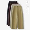 Women's Khaki High-Waisted Cropped Wide-Leg Pants - Petite, Spring/Autumn 2026