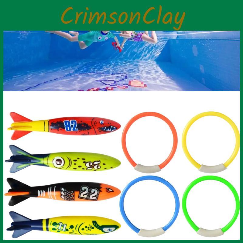 Anéis Flutuantes Torpedos Kit de Brinquedos para Brincadeiras Aquáticas para Atividades de Piscina Infantil