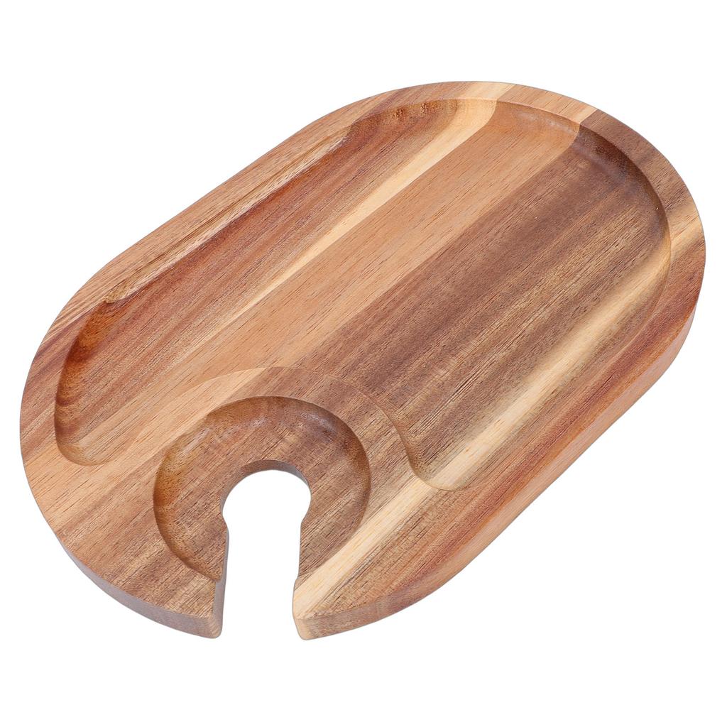 Wine Appetizer Plate Cheese Board Wooden Steak Plate with Wine Glass Holder for Party Gathering