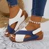Women's Color Blocking Slope Heel High Heel Sandals, Casual Open Toe Thick Bottom Shoes, Comfortable Ankle Strap Sandals