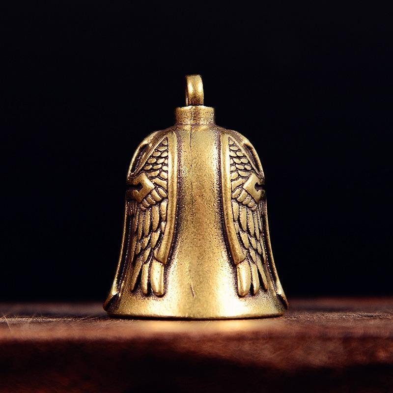 1 Stück Vintage Kreuz Flügel Engel Schutzglocke Motorrad Halskette Messing Anhänger Rider Schmuck Glücksbringer Geschenk