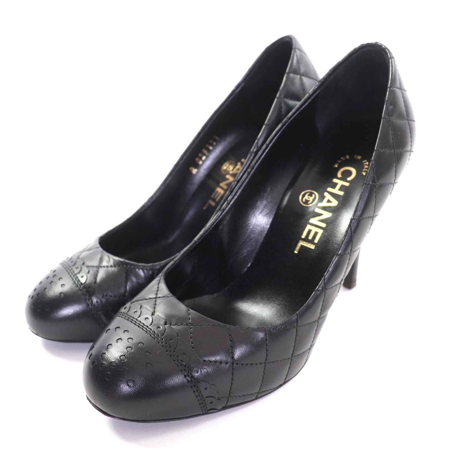 

CHANEL pumps black leather Women 35.5 G29111 Used