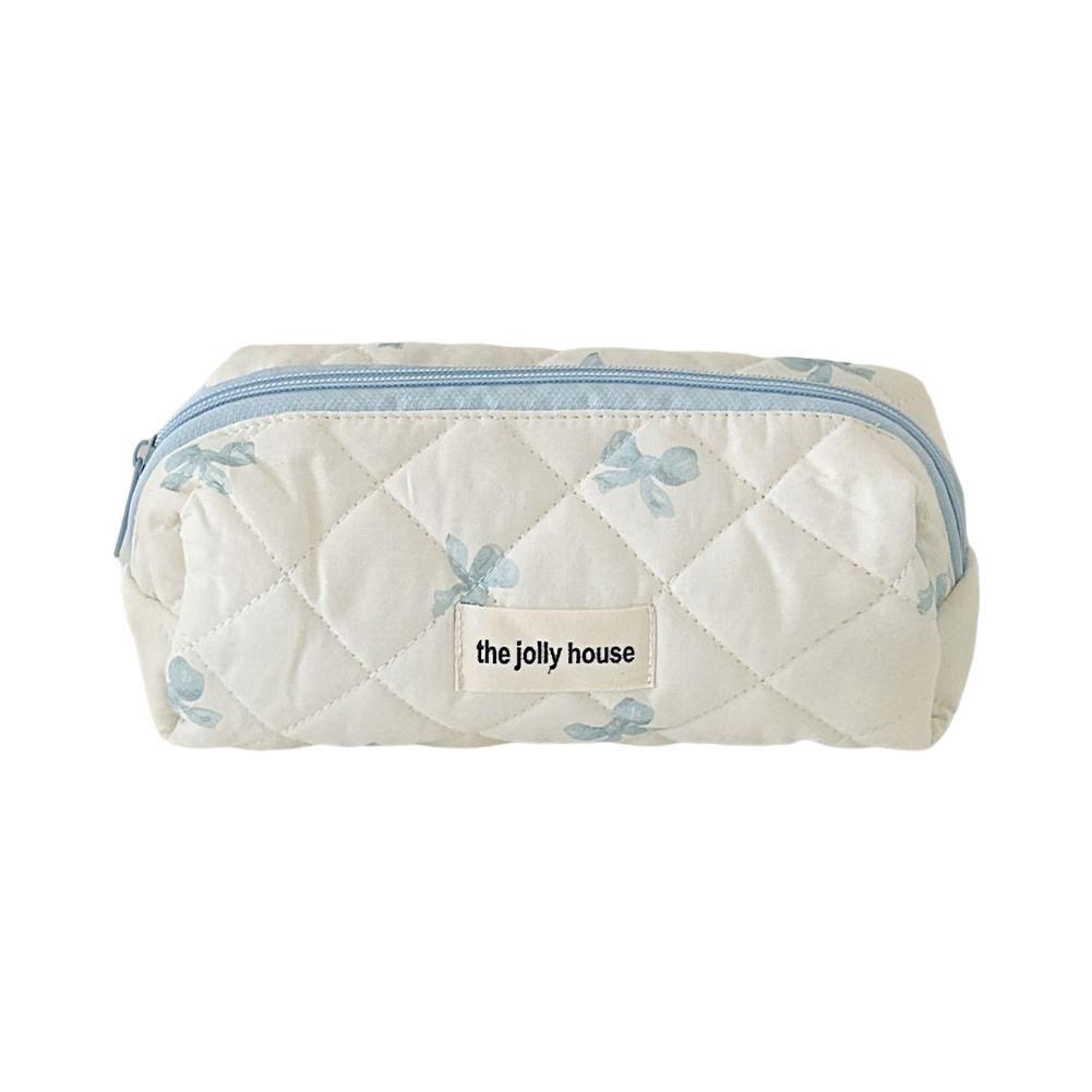 Pink Pen Bag Cute Cartoon Star Rabbit Pattern Plush Large Capacity Pencil Case Zipper Design Stationery Storing Bag Students