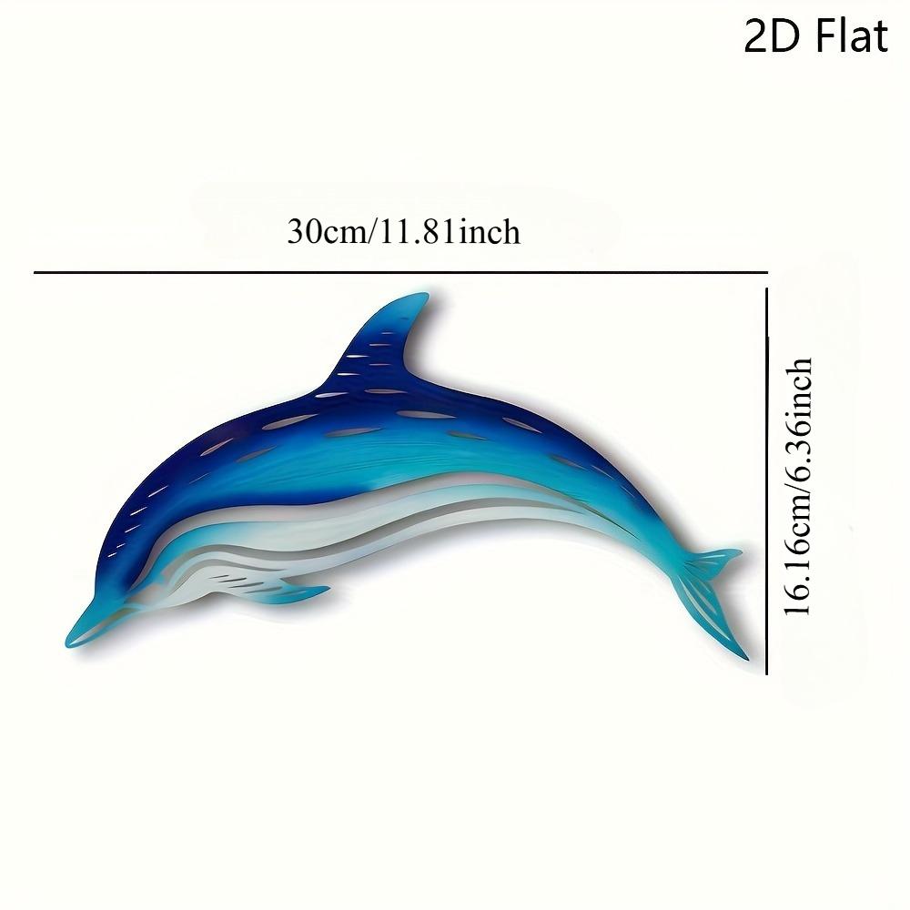 1 Stück Metallic Blau Delfin Wandkunst - Marine Heimdekoration