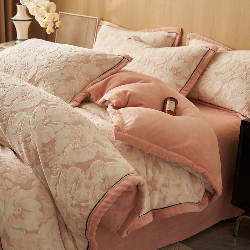 G5Z High Gram Milk Velvet Duvet Cover Set - Single Piece, Autumn/Winter, Thick & Warm with Pillow Covers.