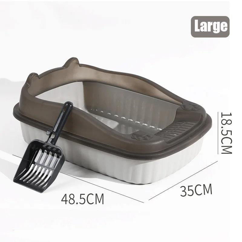 Cat Litter Box Thickening Kitty Sandbox Semi-enclosed High Side Splashproof Pet Bedpans with Litter Scoop Cleaning Cat Supplies