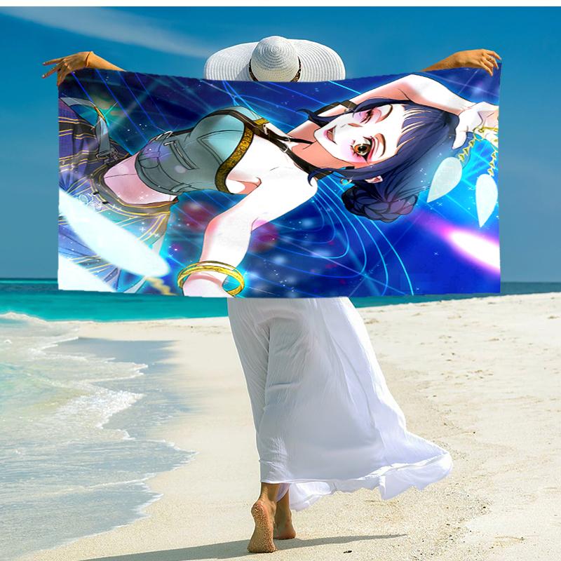 1pc KPop Demon Hunters ZOEY2 Beach Towel, Comfortable and Thick, and Swimming/Bath/Picnic/Camping Towel, Suitable for Seaside Beaches