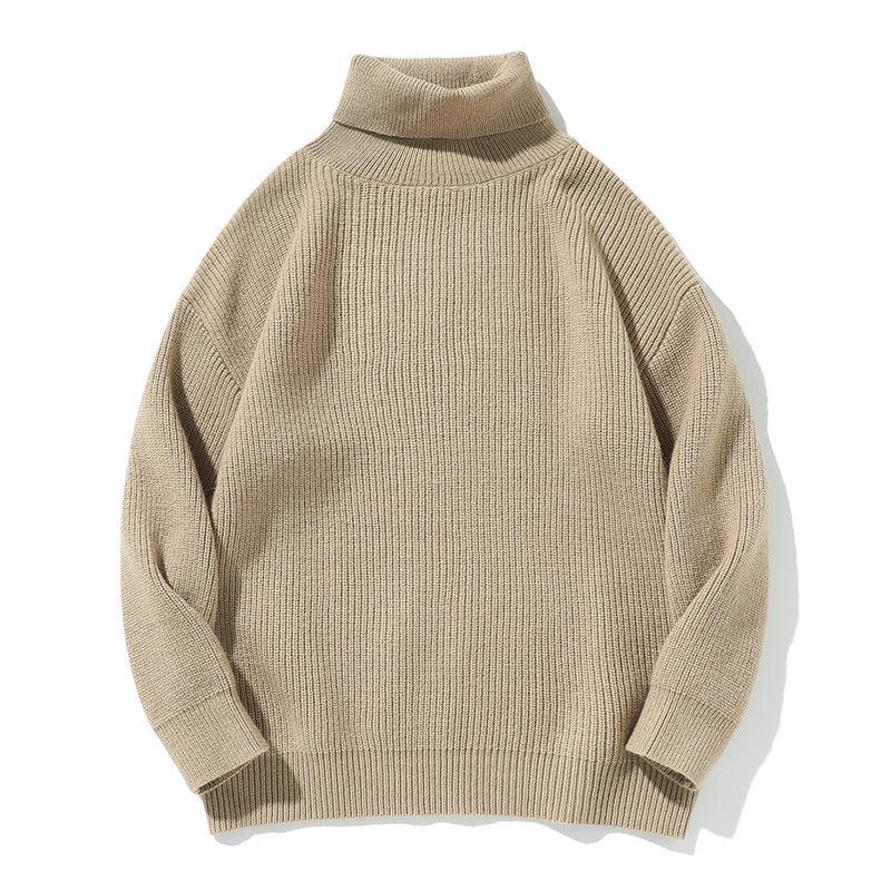 Retro Chunky Knit High Neck Sweater - Cozy Autumn/Winter Loose Fit