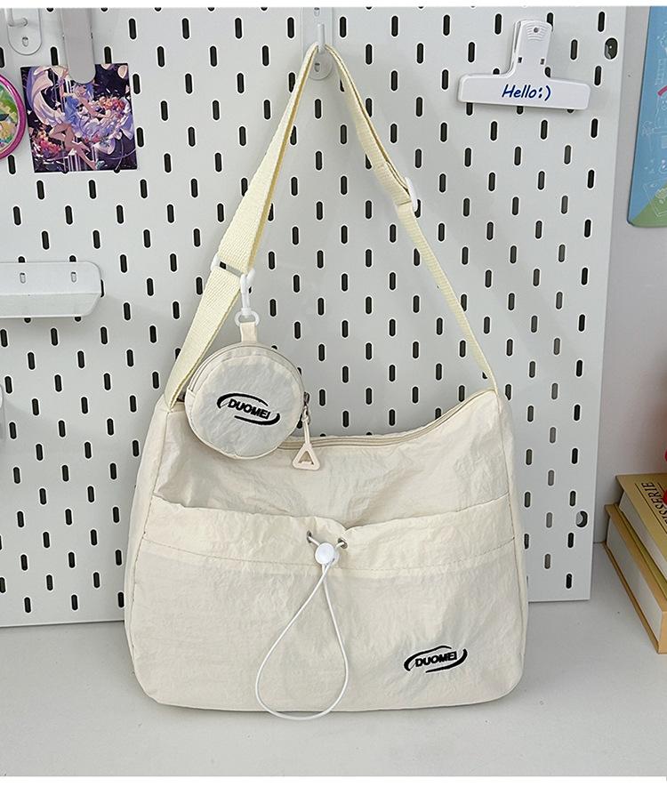 

Japan Style Women Crossbody Bag New Casual Nyl Letter Composite Bag Simple Large Capacity Canvas Single Shoulder Tote Bag бежевый