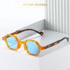 Vintage Polygon Sunglasses for Women Men Fashion Hexagon Clear Ocean Lens Shades UV400 Rivets Sun Glasses Summer Eyewear