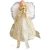 Holiday Angel Doll Tree Crown Ornament with Fabric Construction and Star Detail for Christmas Tree Enhancement