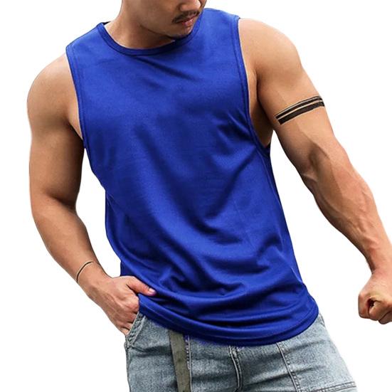 

Men Vest Stretchy Moisture Wicking 3D Cutting Trendy Pure Color Loose Bodybuilding Streetwear 4XL синій