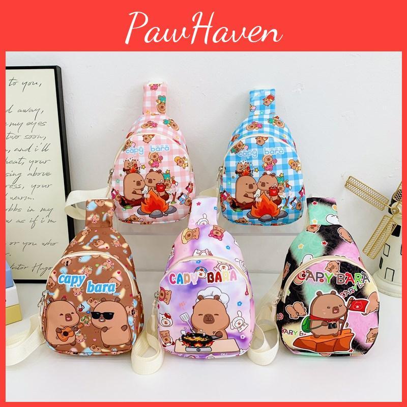 Printed Cartoon Capybara Children Shoulder Bags Fashion Outdoor Bag Crossbody
