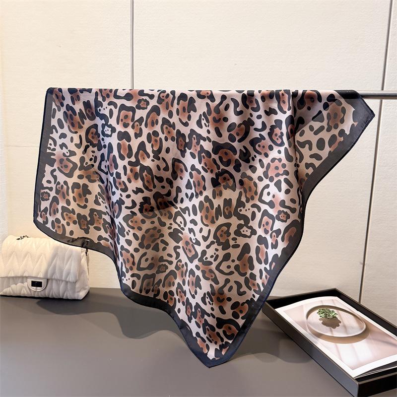 

Luxury Leopard Printed Scarves Women s Satin Scarf Spring and Summer Decorations Small Neckties Hairbands Bags 70x70cm