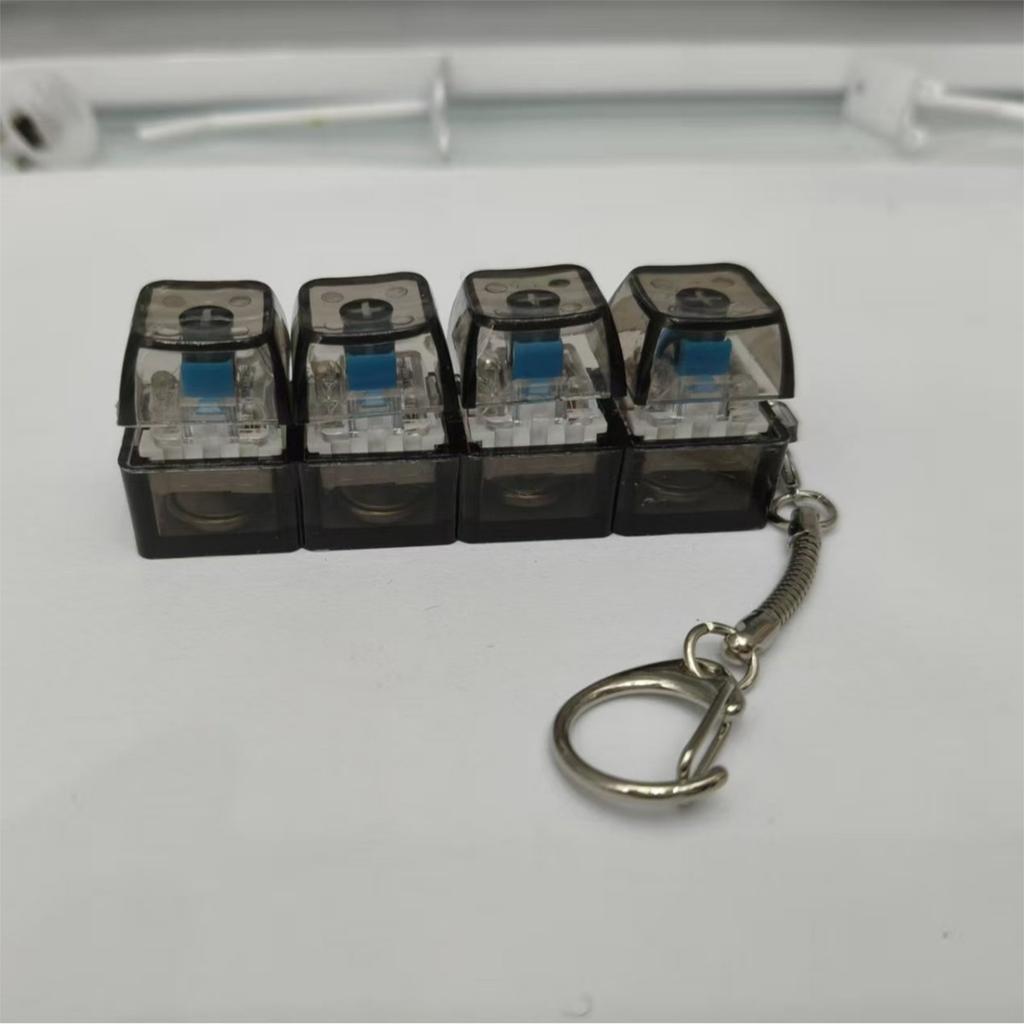 Mechanical Keyboard Switch Keychain Set Transparent Switches Stress Relief Toy Keyring with Metal Clip for Key Holder Decoration