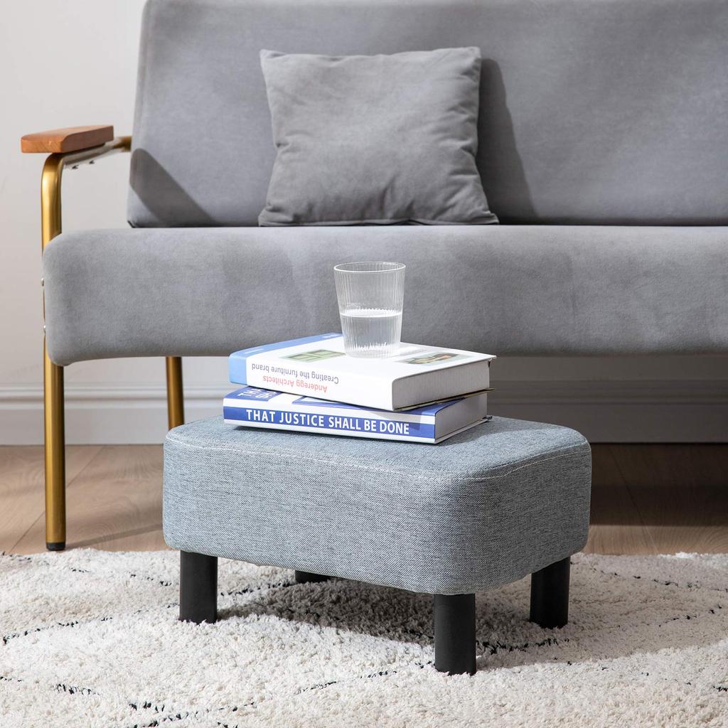 IBUYKE Ottoman Stool, Small Footstool, Rectangular Chair with Legs, Non-Slip, Square, Light Blue, RF-BD214