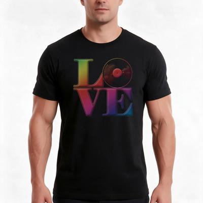 Vinyl Love Tshirt Summer Casual Cotton Tee Oversized Streetwear Tops Vintage Graphic Print Loose Fit Short Sleeve