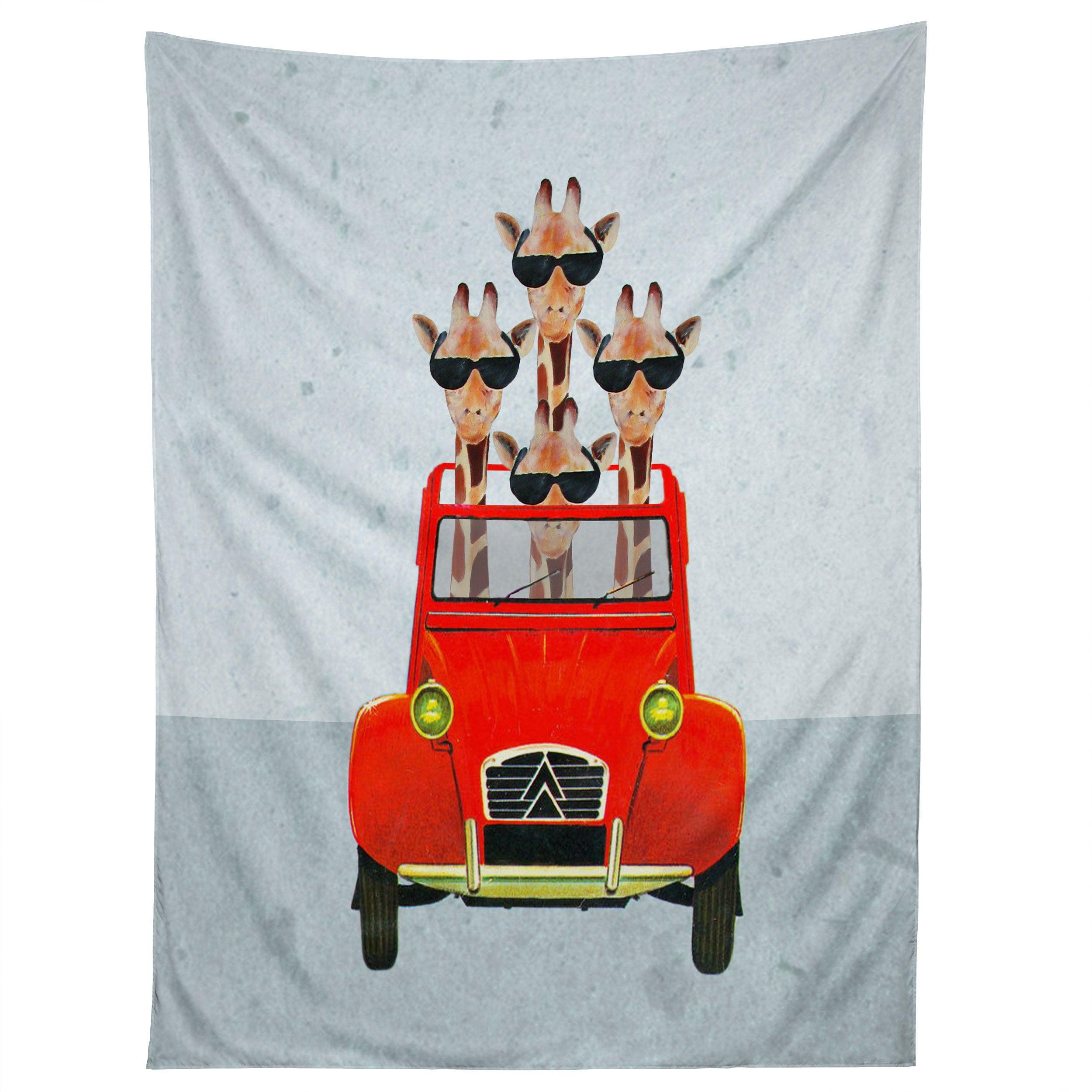 GIRAFFES ON HOLIDAY tapestry 75x100