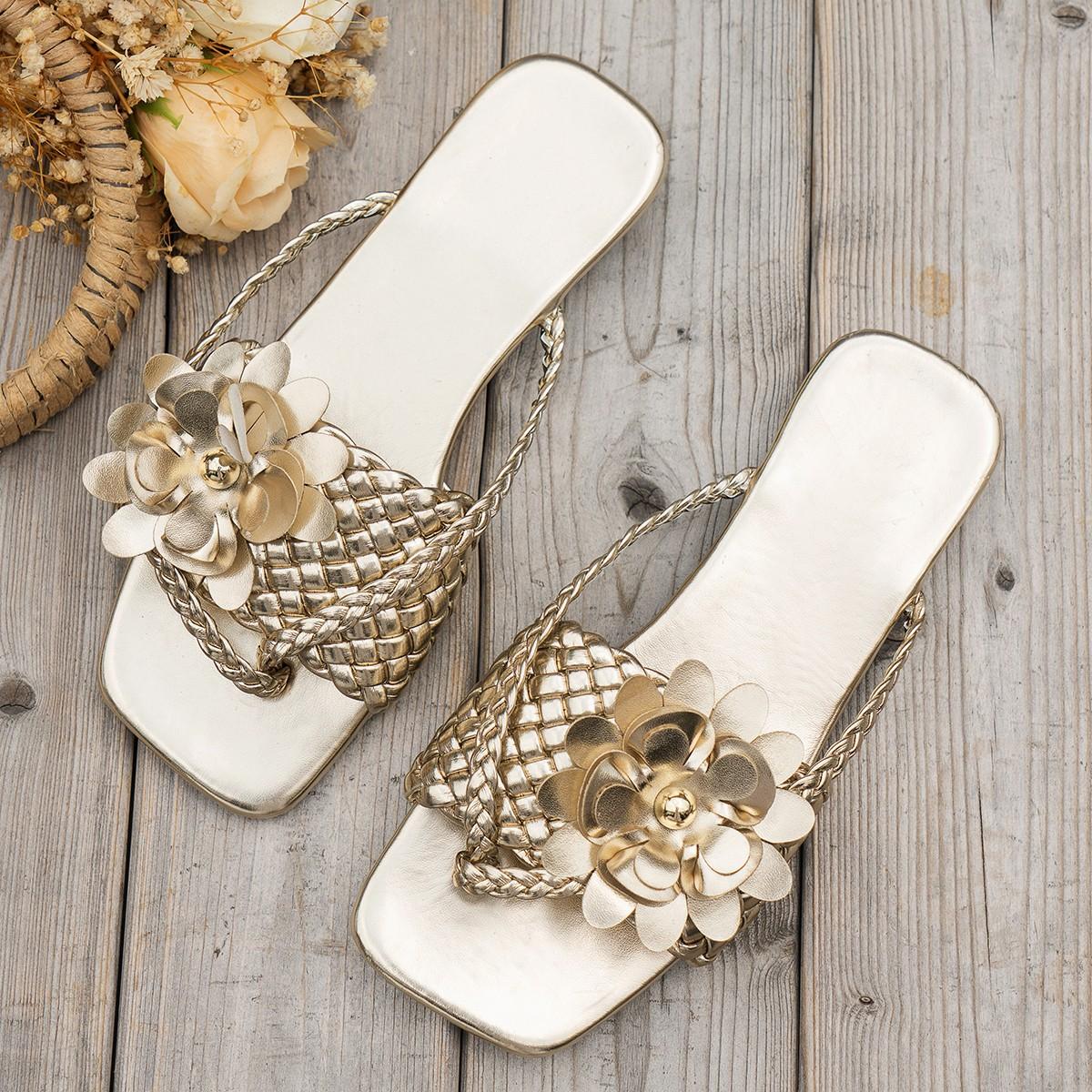 

Plus Size Shoes for Women 36-43 Summer Fashion Slip on Flats Casual Beach Footwear Non-slip Slippers Women Flower Women Shoes 43