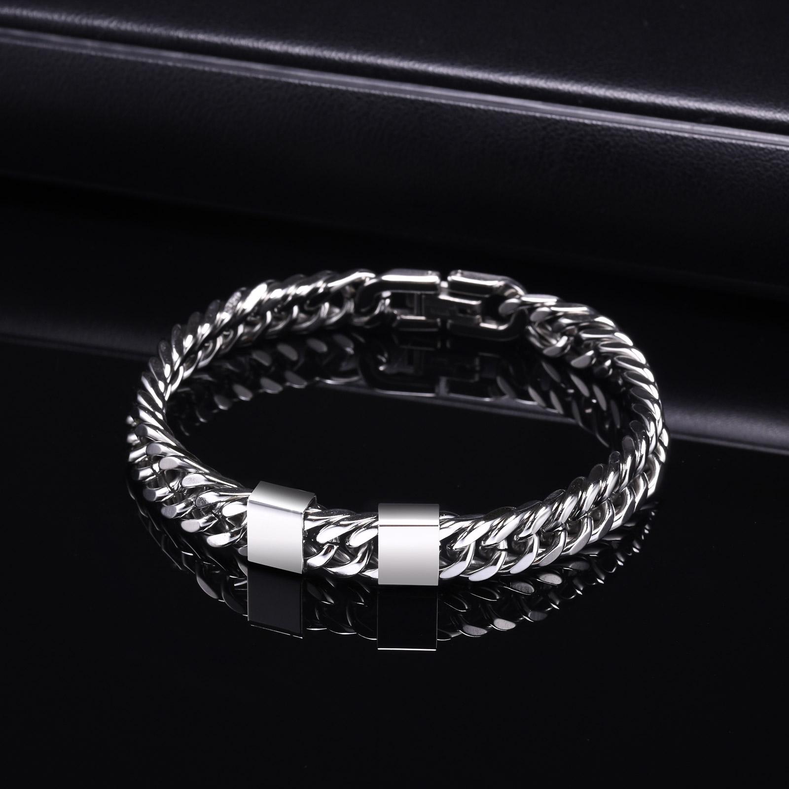 

Vnox Custom 2-6 Name Beads Bracelets for Men, Never Fade Stainless Steel Cuban Chain Bracelets,Personalize Father s Day Gift Dad