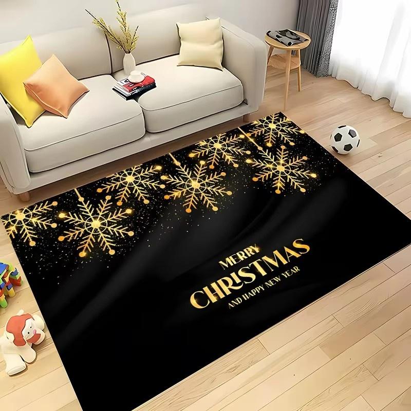 3D HD Printing Warm Christmas Carpet Living Room Rugs Bedroom Sofa Doormat Decor Mat Kid Non-slip Floor Alfombra New Year Gifts
