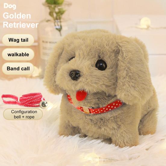 Interactive Plush Toy Puppy Walking Barking Tail Wagging Gift Battery Operated Electronic Dog for Kids
