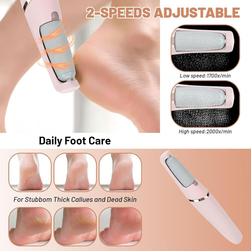 Electric Foot Callus Remover – USB Rechargeable Pedicure Tool with 2-Speed Roller and LED Light for Cracked Heels & Dead Skin