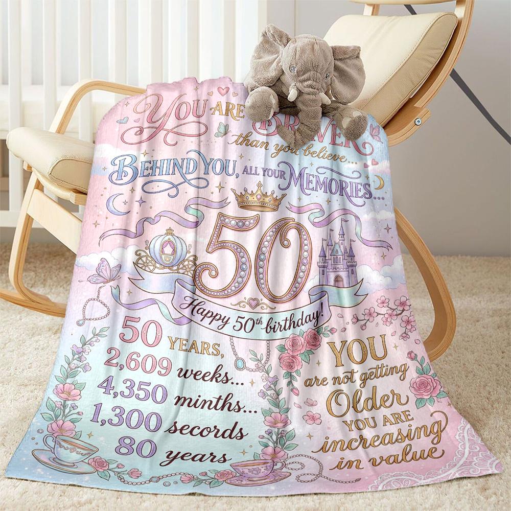 50th Anniversary Celebration Flannel Blanket-Soft and Suitable for Sofas,Beds,Offices,Travel,All Seasons,Great Gift for Holidays and Birthdays.