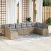Garden Sofa Set with Cushions 10 pcs Beige and Light Grey Poly Rattan