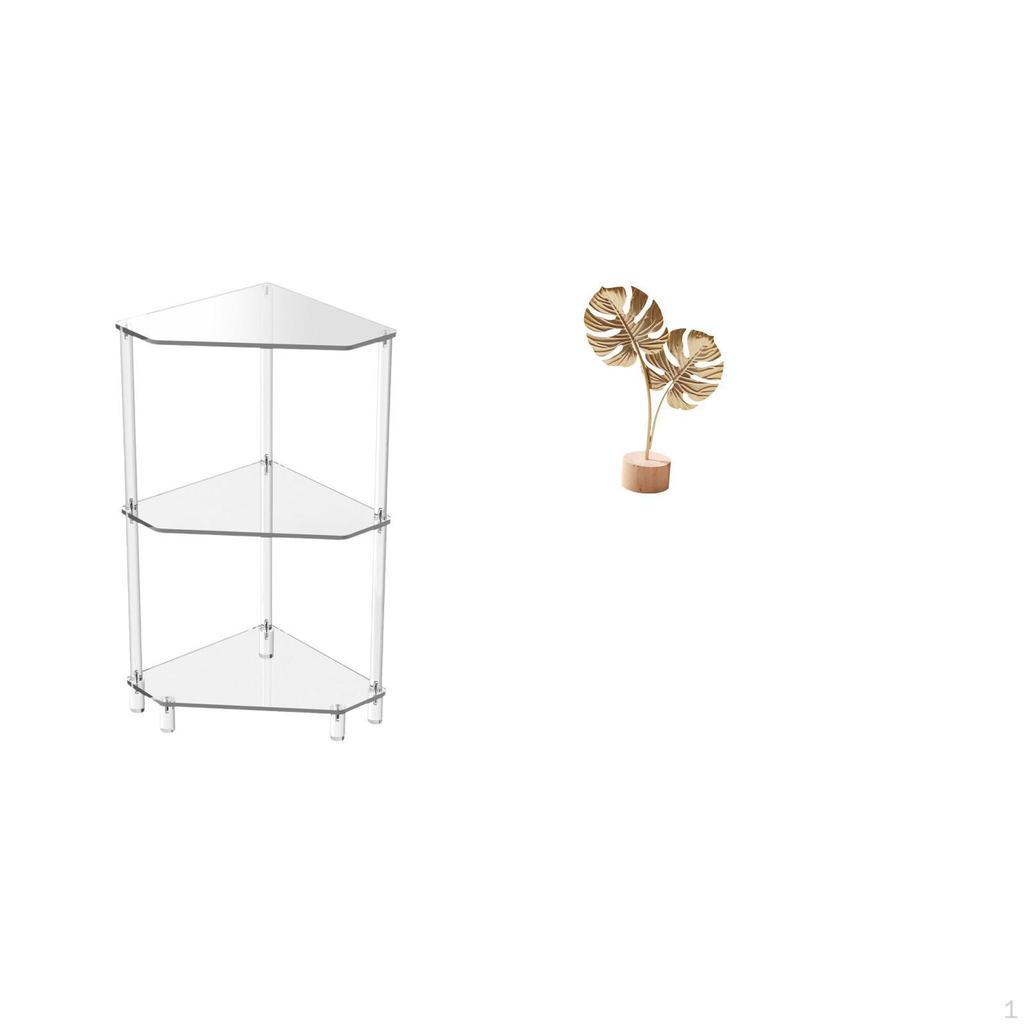 Shaped Corner Table with Metal Sculpture Three Tier Easy Clean End for Kitchen Living Room