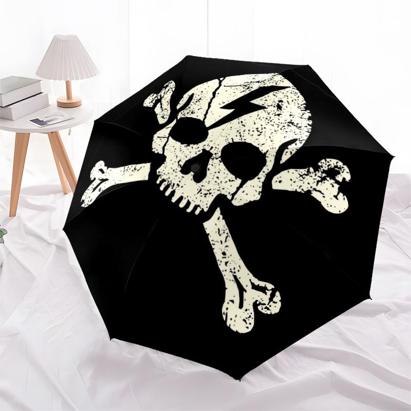 1pc Skull Crossbones Automatic Folding Umbrella - 8-Rib Compact Travel Umbrella Durable & Portable for Outdoor Use, Perfect Gift for Birthdays034