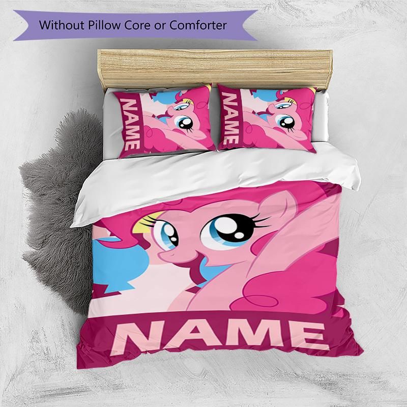 3pcs My Little Pony2 Cover Set - Personalized Name, HD Printed Bedding with 1 Cover and 2 Pillowcases - Perfect for Home Decor, Easy Care