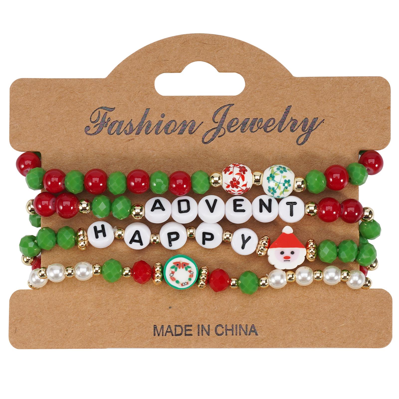 Festive Love Christmas Crystal Beaded Bracelet