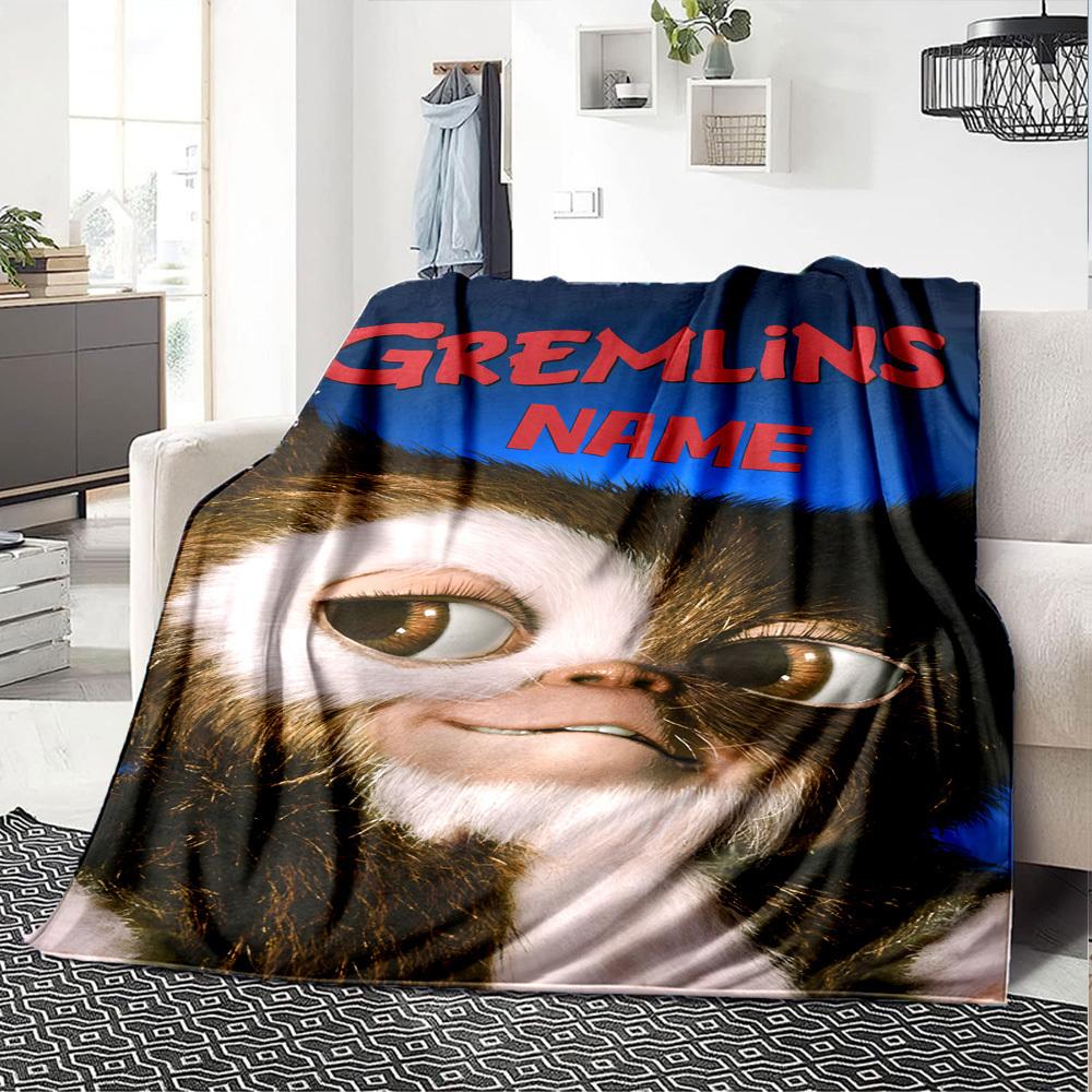 Gremlins Character Close Up Gift Personalized Blanket Personalized Name Comfortable Texture Perfect For Sofa Couch Office Bed Picnics Four Seasons