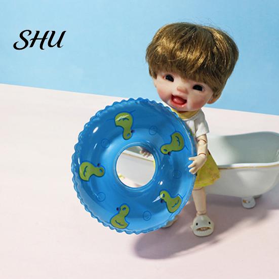 Dollhouse Miniature 2Pcs Swim Ring Realistic Good Sealing PVC Cute Ornaments Mini Doll Swimming Ornament for Gift DIY Materials