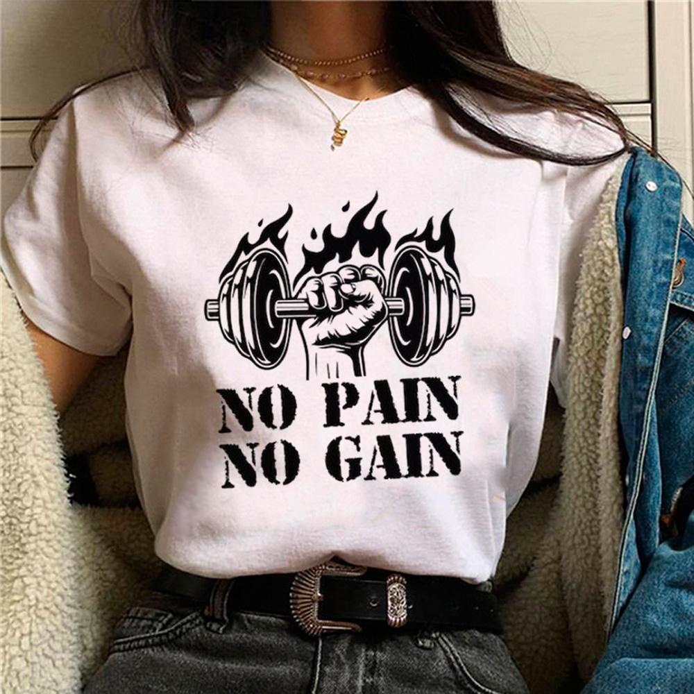 Crossfit Fitness T-shirts Women Manga Graphic Streetwear Top Female 2000s Japanese Designer Clothes