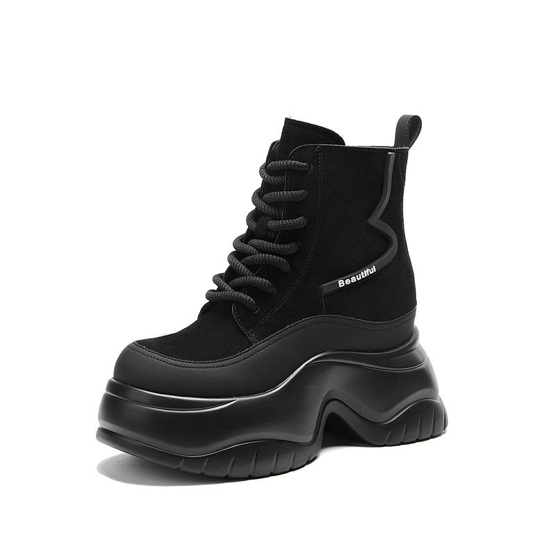 8603 inner heightening thick-soled muffin Martin boots women's new casual thin short boots in autumn and winter 2025